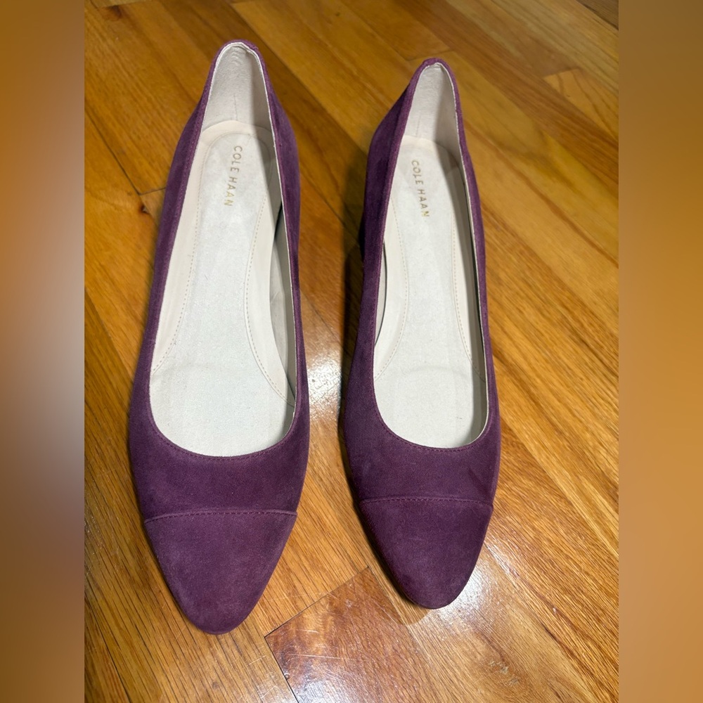 Cole Haan Grand.oS Alanna purple suede Block Heels size 9.5b - Picture 5 of 9